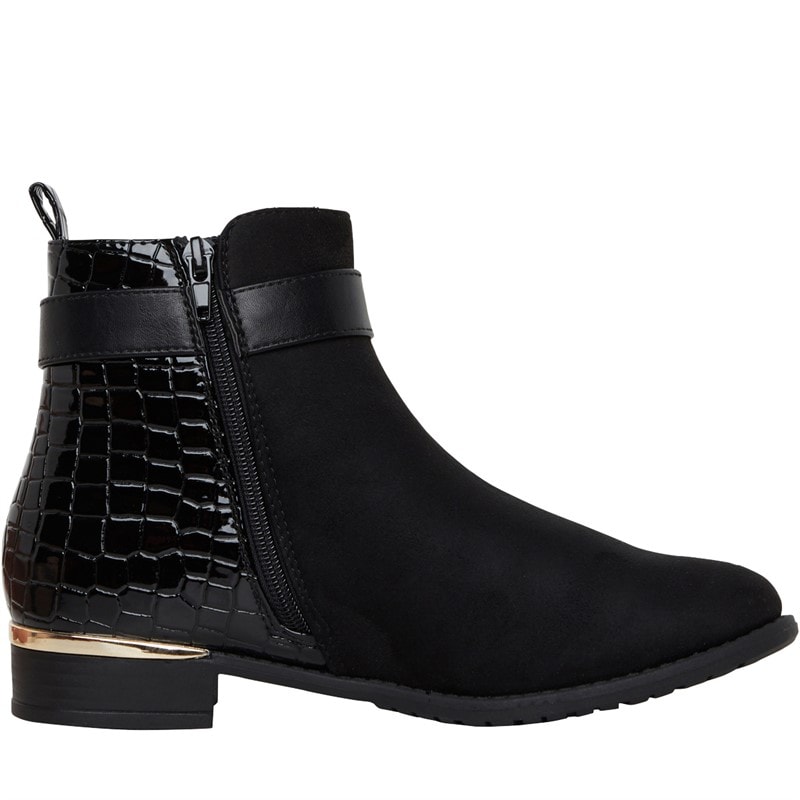 Truffle Collection Womens Hat Ankle Boots Black Microfibre - Image 4