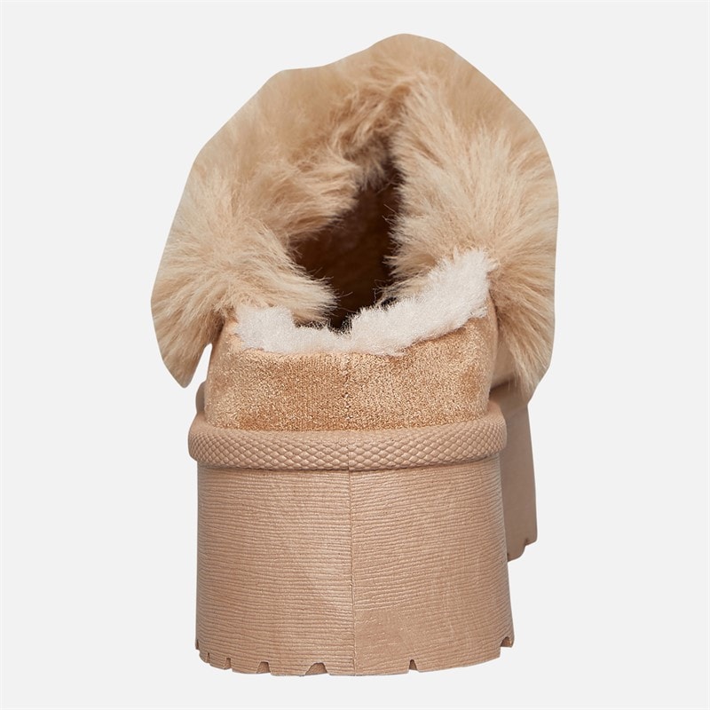 Truffle Collection Womens Vimto Fur Lined Mules Sand - Image 4
