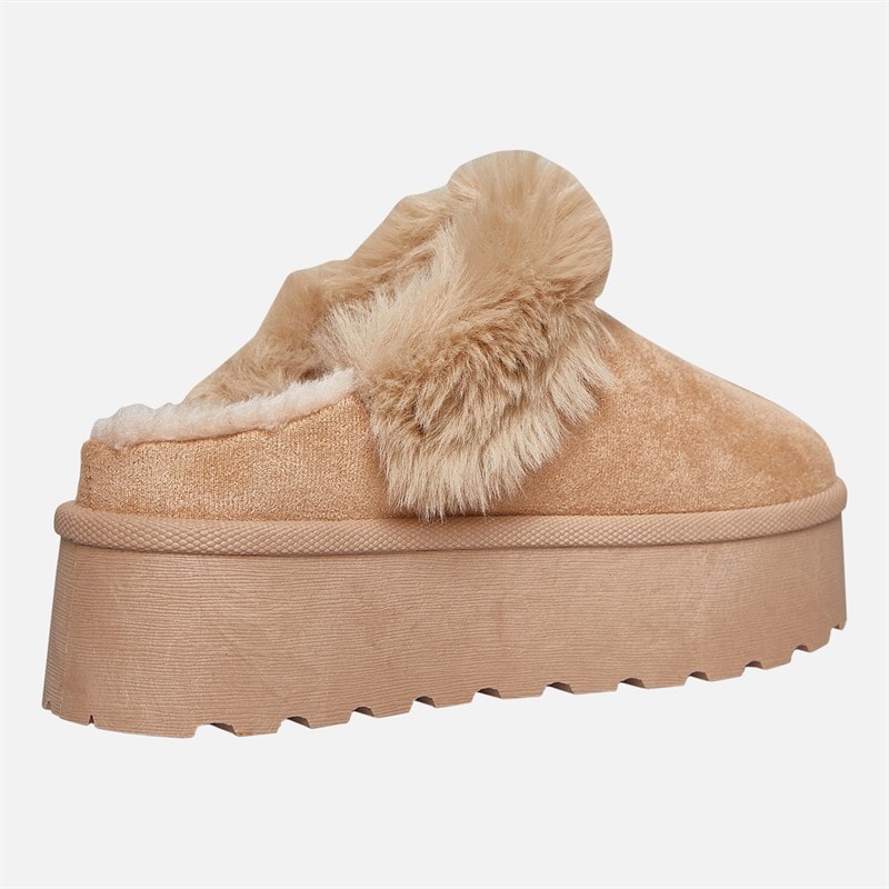 Truffle Collection Womens Vimto Fur Lined Mules Sand - Image 5