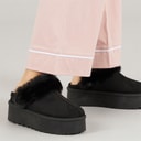 Truffle Collection Womens Vimto Fur Lined Mules Black