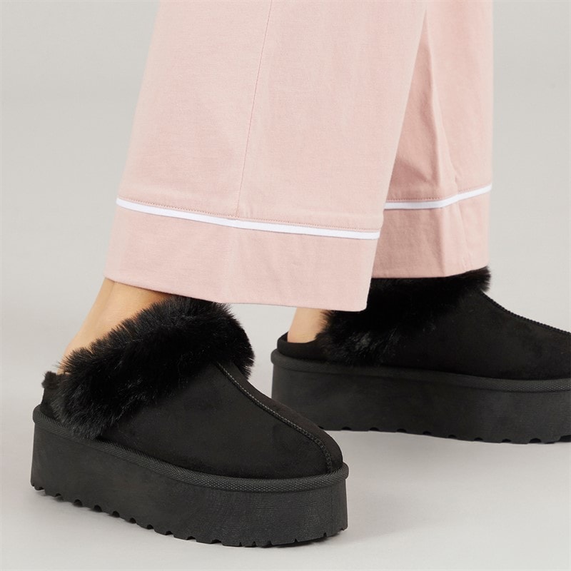 Truffle Collection Womens Vimto Fur Lined Mules Black