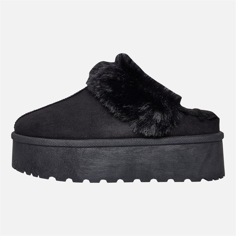 Truffle Collection Womens Vimto Fur Lined Mules Black - Image 2
