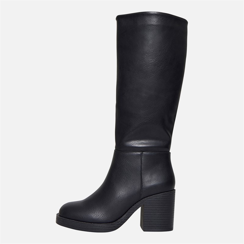 Truffle Collection Womens Munchie Square Front Knee High Boots Black PU - Image 2