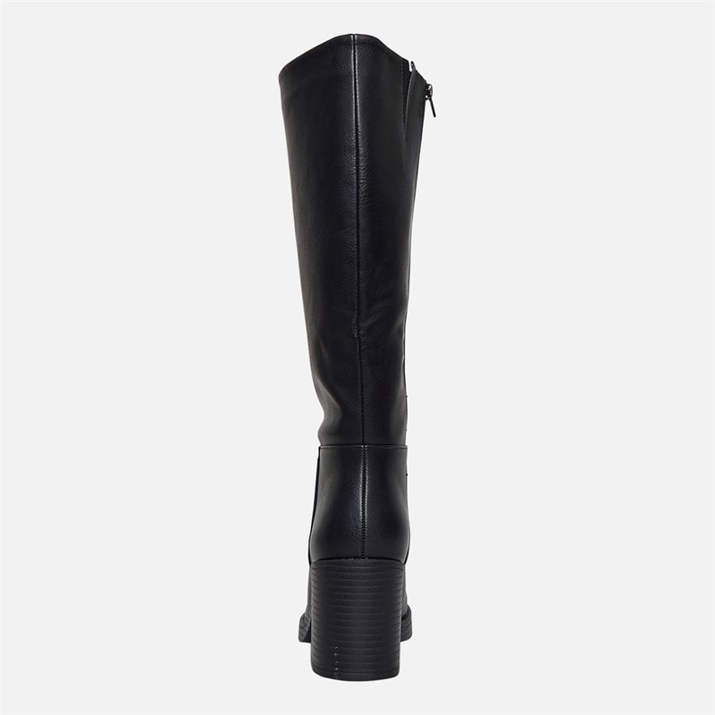 Truffle Collection Womens Munchie Square Front Knee High Boots Black PU - Image 4