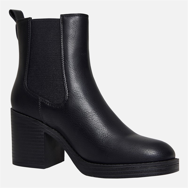 Truffle Collection Womens Munchie Square Front Chelsea Boots Black PU - Image 5