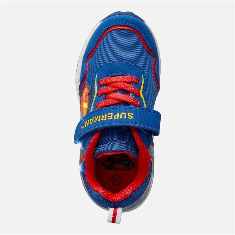 Superman Infant Boys Light Up Trainers Royal - Image 4