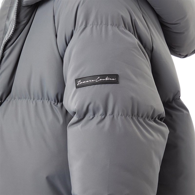 L'amore Couture Womens Fields Maxi Length Puffer Coat Dark Grey - Image 3