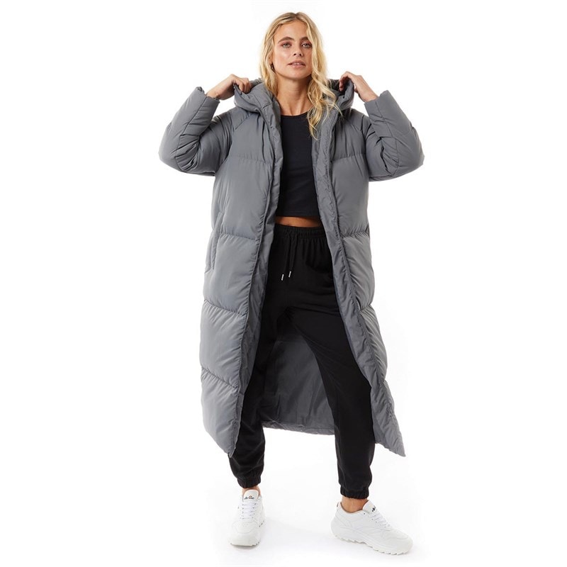 L'amore Couture Womens Fields Maxi Length Puffer Coat Dark Grey - Image 4