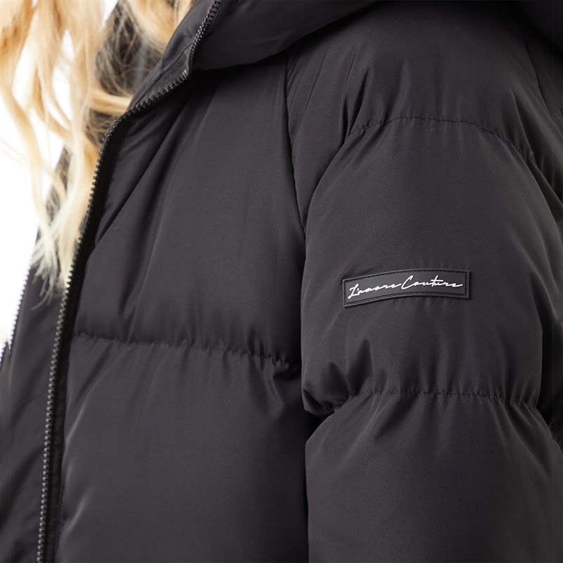 L'amore Couture Womens Fields Maxi Length Puffer Coat Black - Image 3