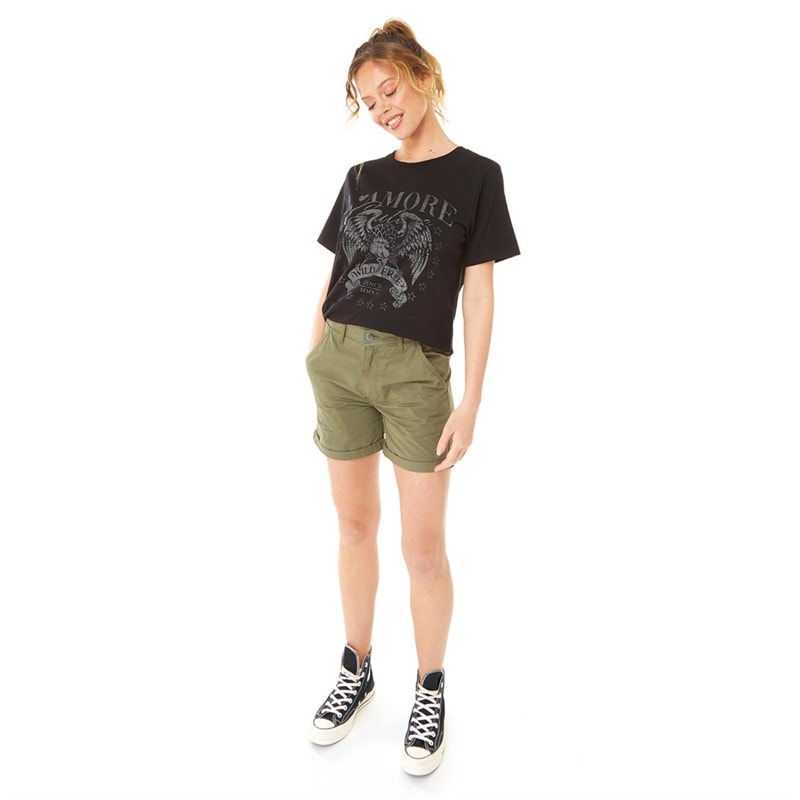 L'amore Couture Womens Grace Chino Shorts Khaki - Image 4