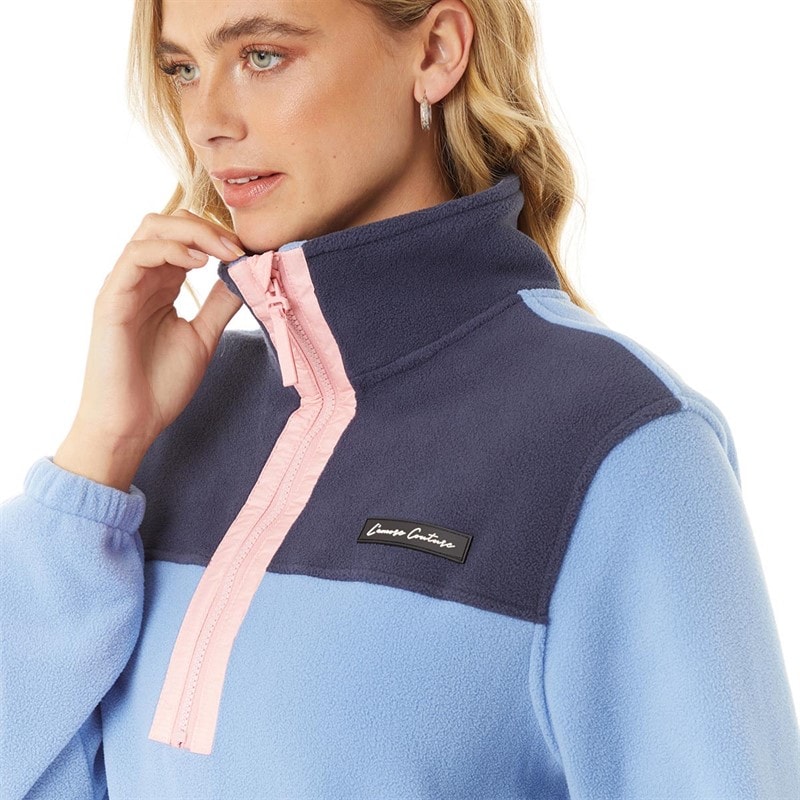 L'amore Couture Womens Freyja 1/2 Zip Fleece Navy/Blue/Coral - Image 3