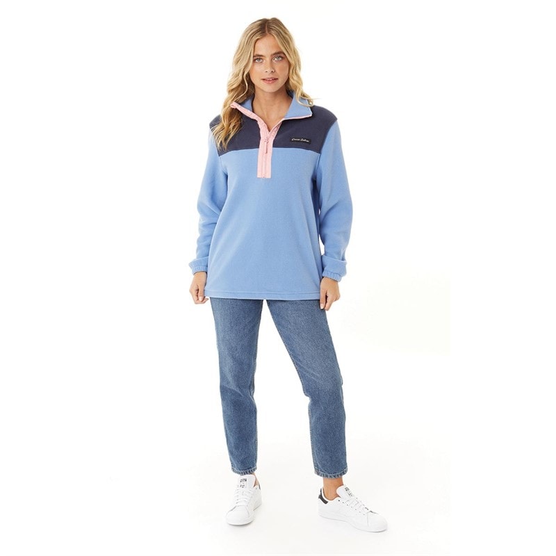 L'amore Couture Womens Freyja 1/2 Zip Fleece Navy/Blue/Coral - Image 4