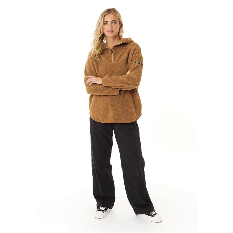 L'amore Couture Womens Ulla 1/4 Zip Fleece Tan - Image 4