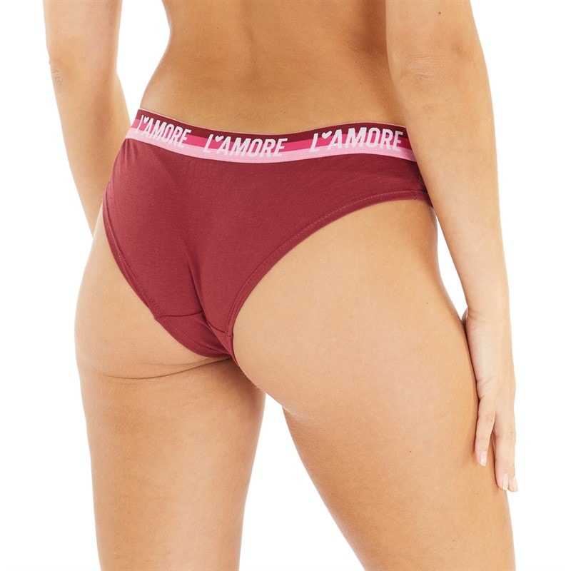 L'amore Couture Womens Dreams Three Pack Briefs Grey/Burgundy/Black - Image 2