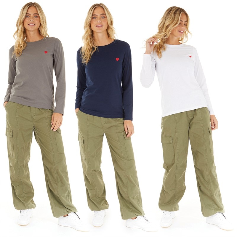 L'amore Couture Womens Molly Three Pack Long Sleeve T-Shirts Navy/Charcoal/White - Image 3