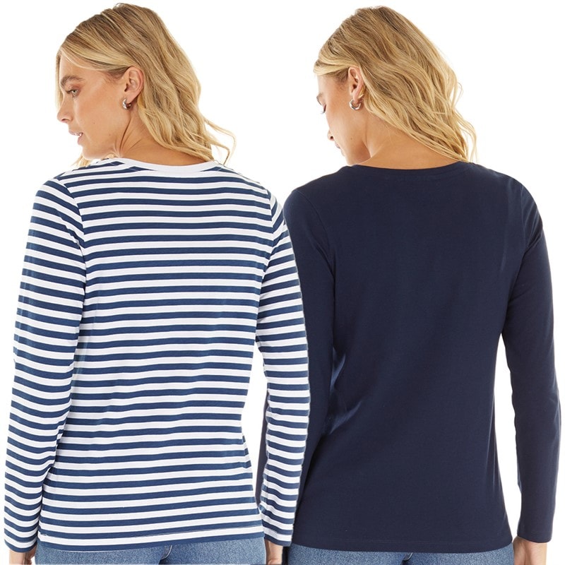 L'amore Couture Womens Tilly Two Pack Long Sleeve T-Shirts Navy - Image 2