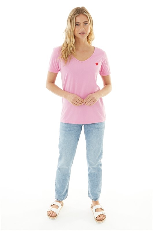 L'amore Couture Womens Tabitha Three Pack V-Neck T-Shirts Khaki/Blue/Pink - Image 3