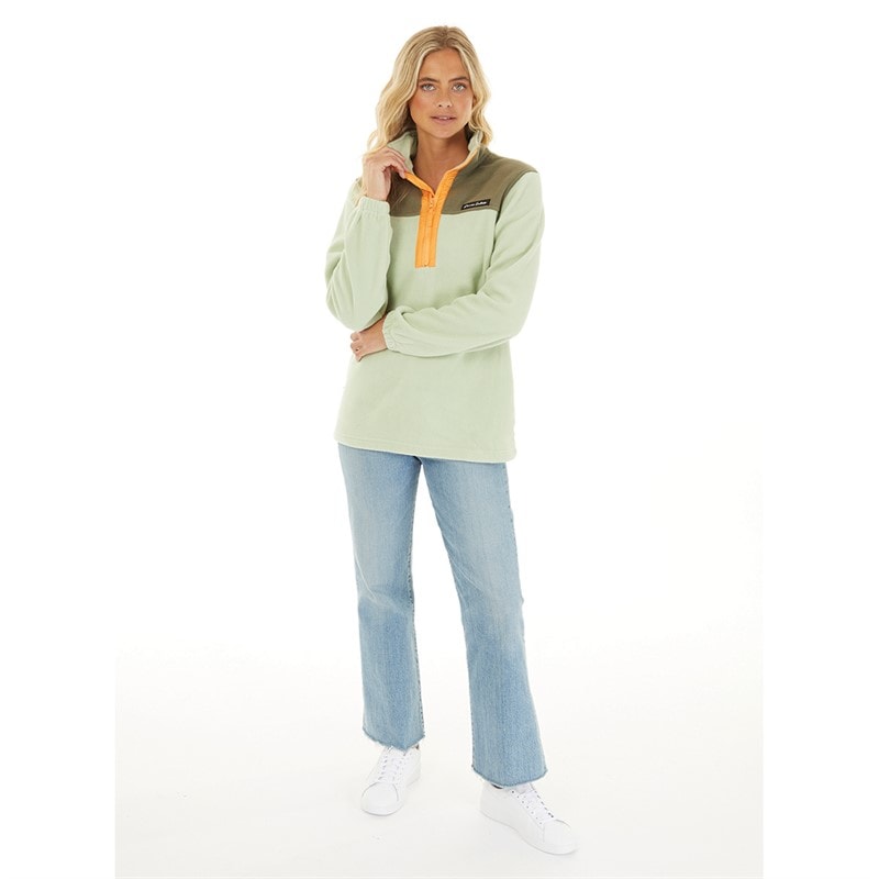 L'amore Couture Womens Freyja 1/2 Zip Microfleece Khaki - Image 4