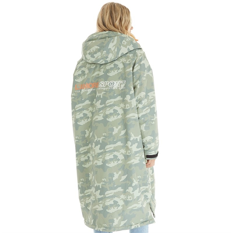 L'amore Couture Womens Rue Waterproof Changing Robe Camo/Orange - Image 2