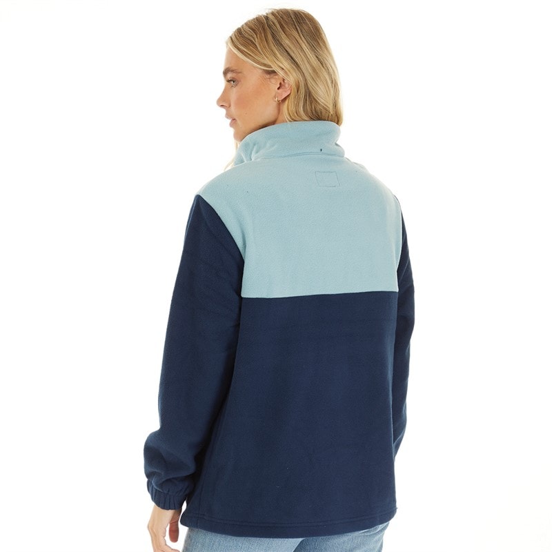 L'amore Couture Womens Scarlett Press Stud Neck Microfleece Navy - Image 2