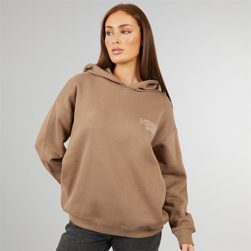 L'amore Couture Womens Stork Oversized Hoodie Brown - Image 2
