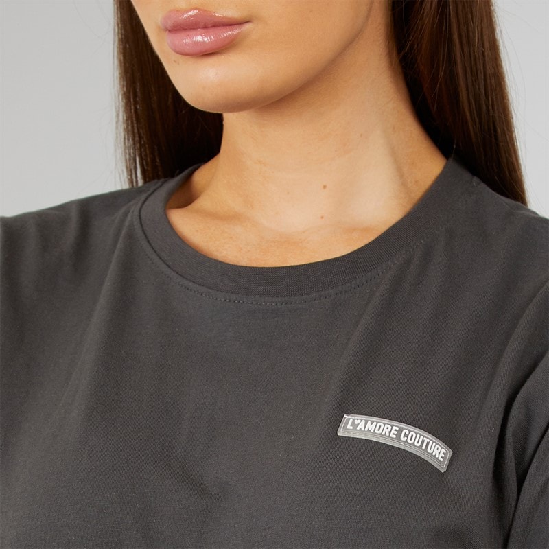 L'amore Couture Womens Ryleigh T-Shirt Charcoal - Image 3