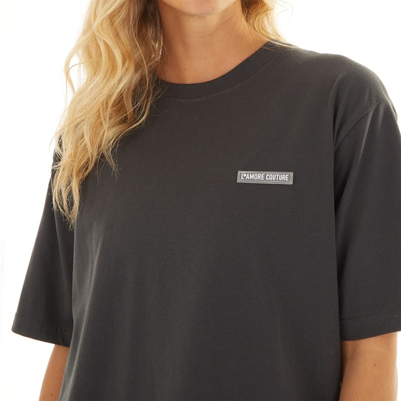 L'amore Couture Womens Ryleigh T-Shirt Charcoal - Image 5