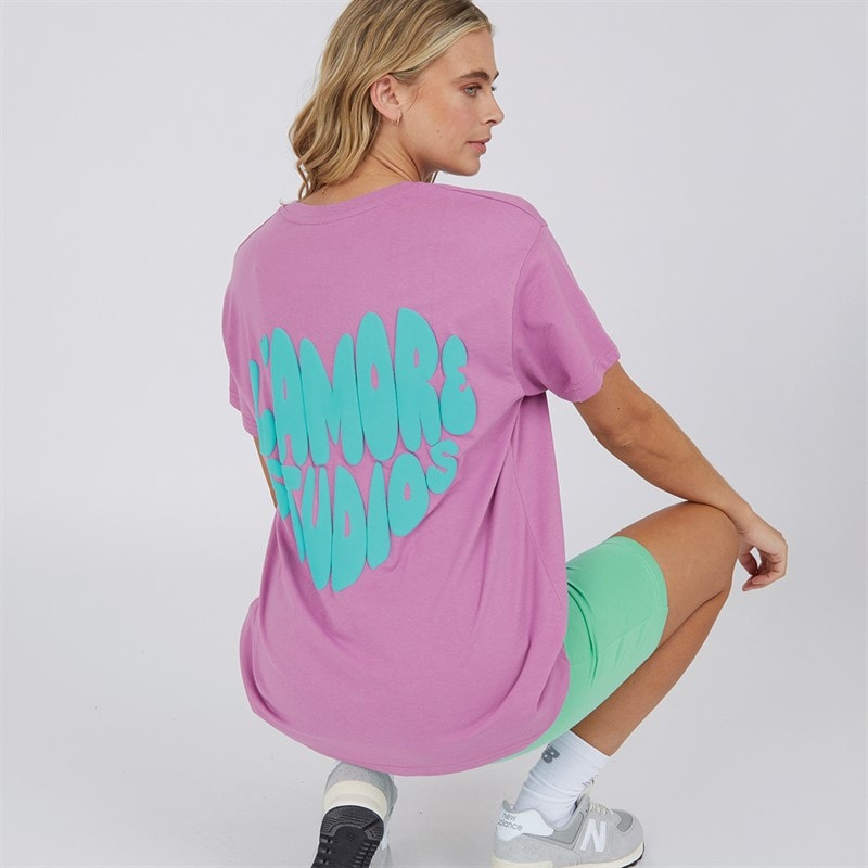 L'amore Couture Womens Luisiana T-Shirt And Shorts Set Violet/Mint - Image 5