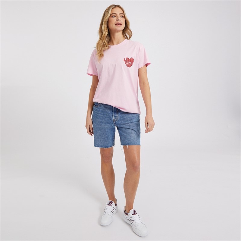 L'amore Couture Womens Luisiana Oversized T-Shirt Baby Pink/Red - Image 4