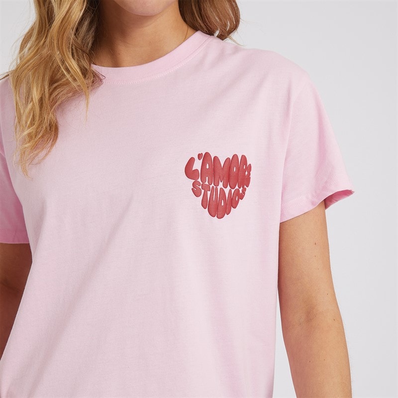 L'amore Couture Womens Luisiana Oversized T-Shirt Baby Pink/Red - Image 5