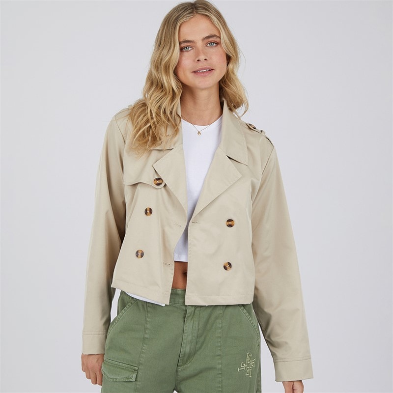 L'amore Couture Womens Rieti Short Trench Coat Tan