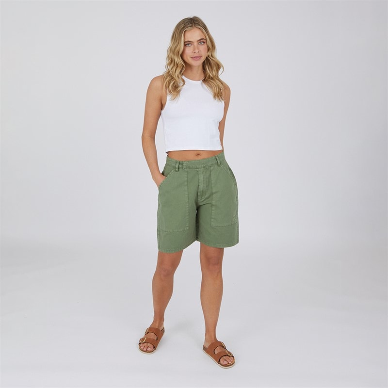 L'amore Couture Womens Rora Wide Leg Cargo Short Khaki - Image 3