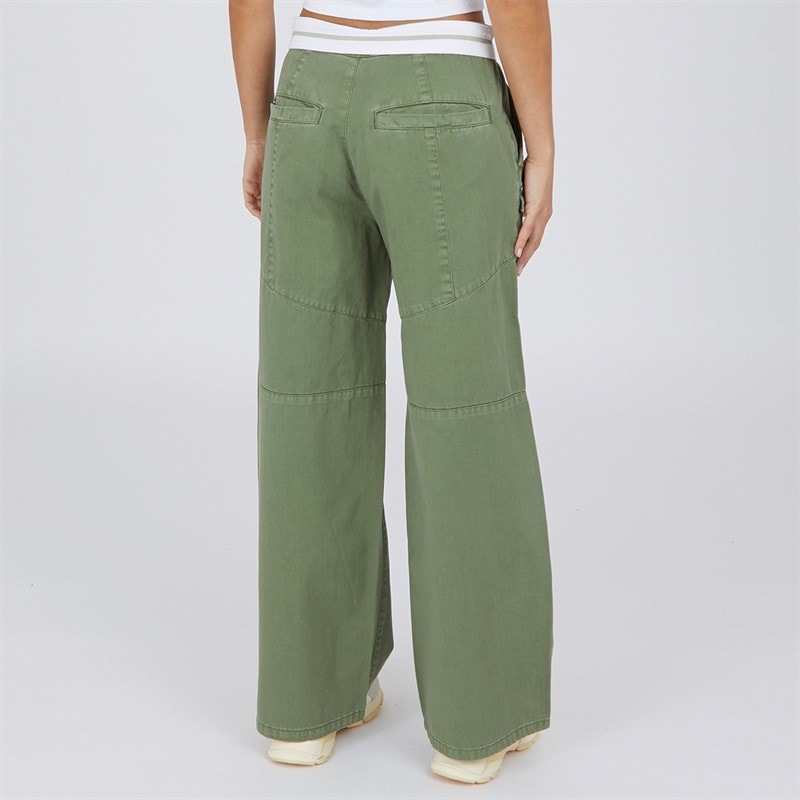 L'amore Couture Womens Loa Loose Fit Cargo Trousers Khaki - Image 2