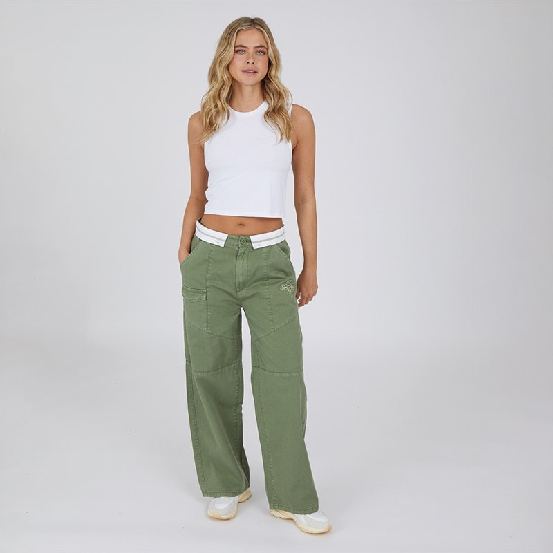 L'amore Couture Womens Loa Loose Fit Cargo Trousers Khaki - Image 3