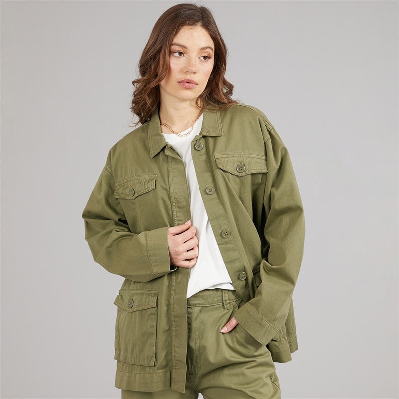 L'amore Couture Womens Nice Utility Jacket Khaki