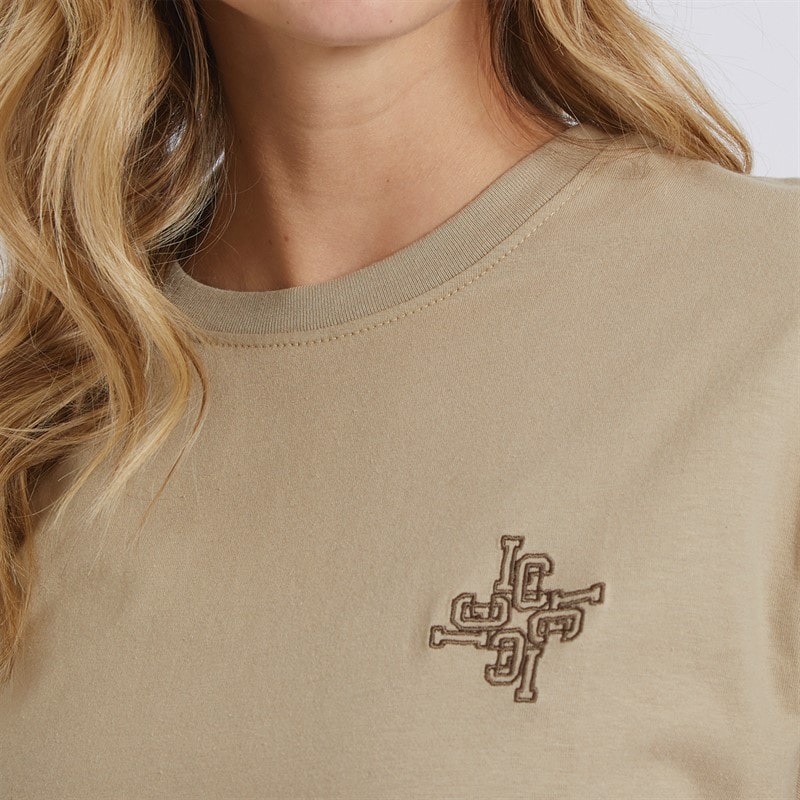 L'amore Couture Womens Yser T-Shirt And Shorts Set Taupe/Beige - Image 3