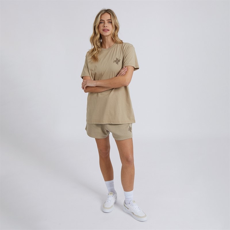 L'amore Couture Womens Yser T-Shirt And Shorts Set Taupe/Beige - Image 4
