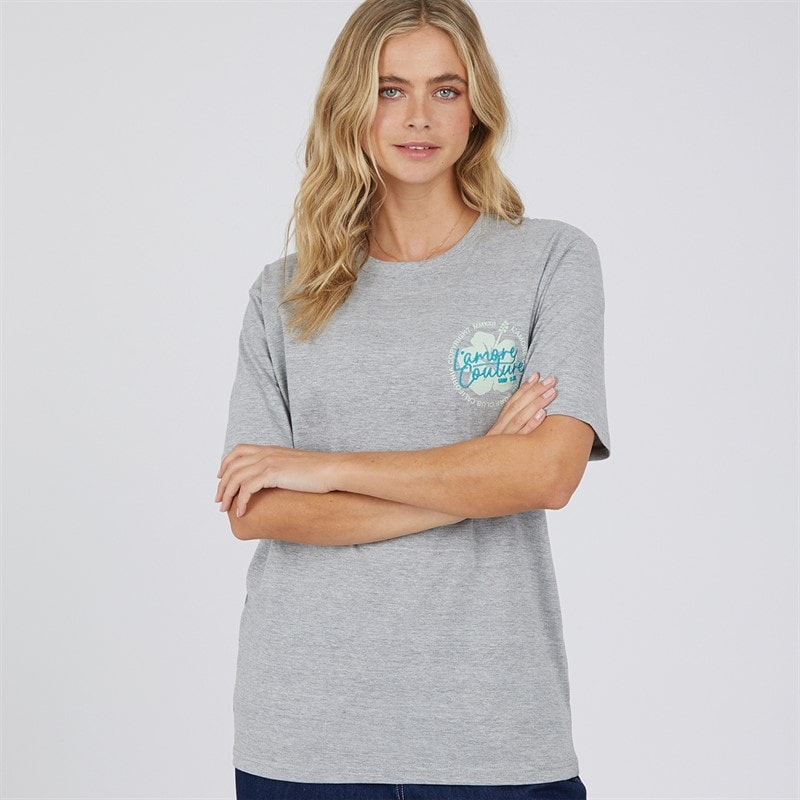 L'amore Couture Womens Abriola T-Shirt Grey Marl - Image 2