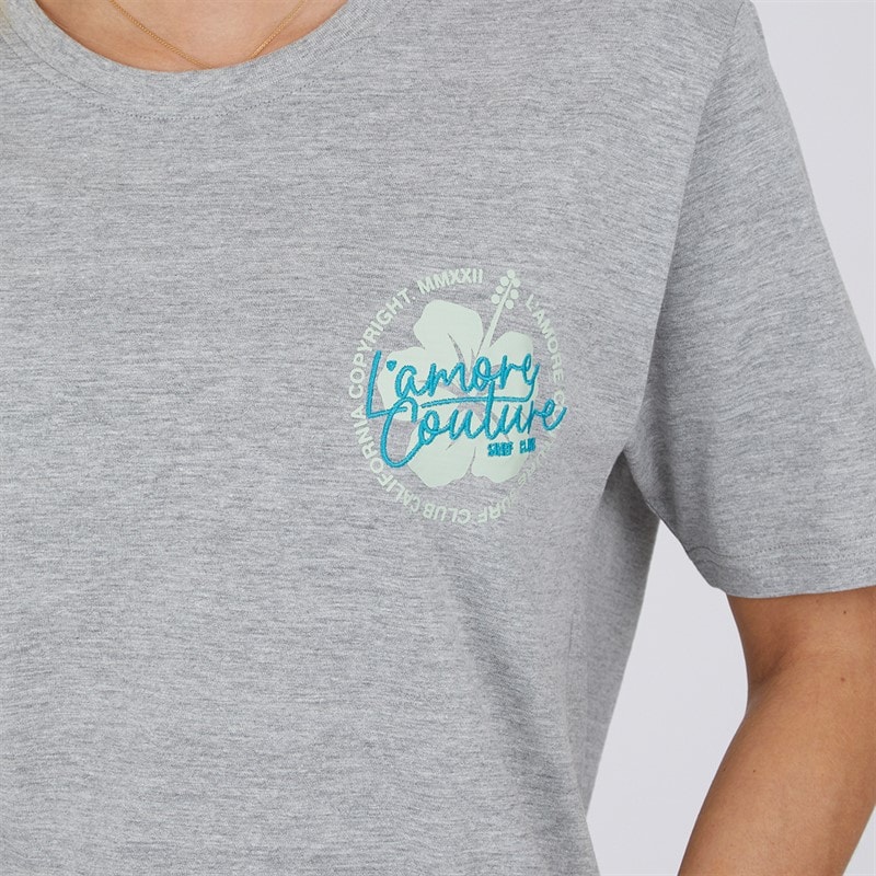 L'amore Couture Womens Abriola T-Shirt Grey Marl - Image 5
