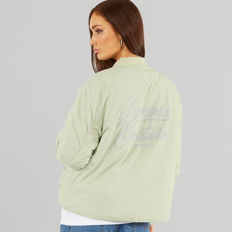 L'amore Couture Womens Yankee Bomber Jacket Sage - Image 2