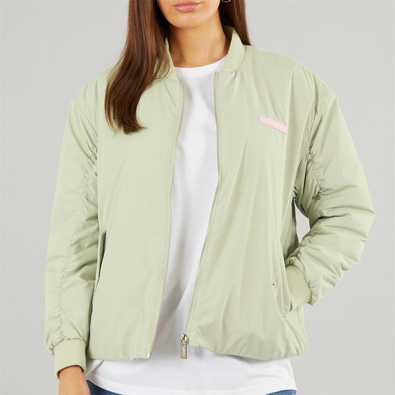 L'amore Couture Womens Yankee Bomber Jacket Sage - Image 3
