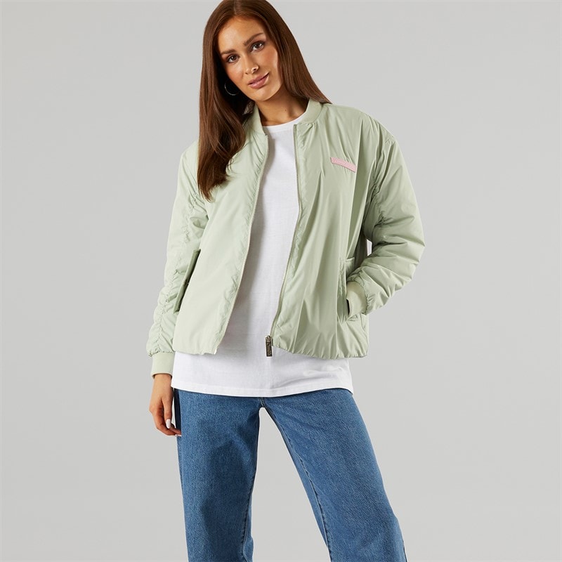 L'amore Couture Womens Yankee Bomber Jacket Sage - Image 5