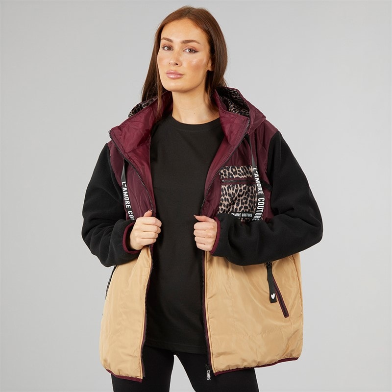L'amore Couture Womens Thyme Fleece Mix Parka Multi - Image 3