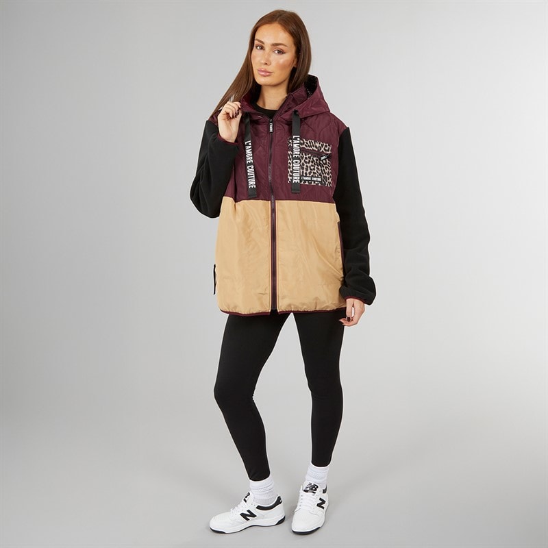 L'amore Couture Womens Thyme Fleece Mix Parka Multi - Image 4