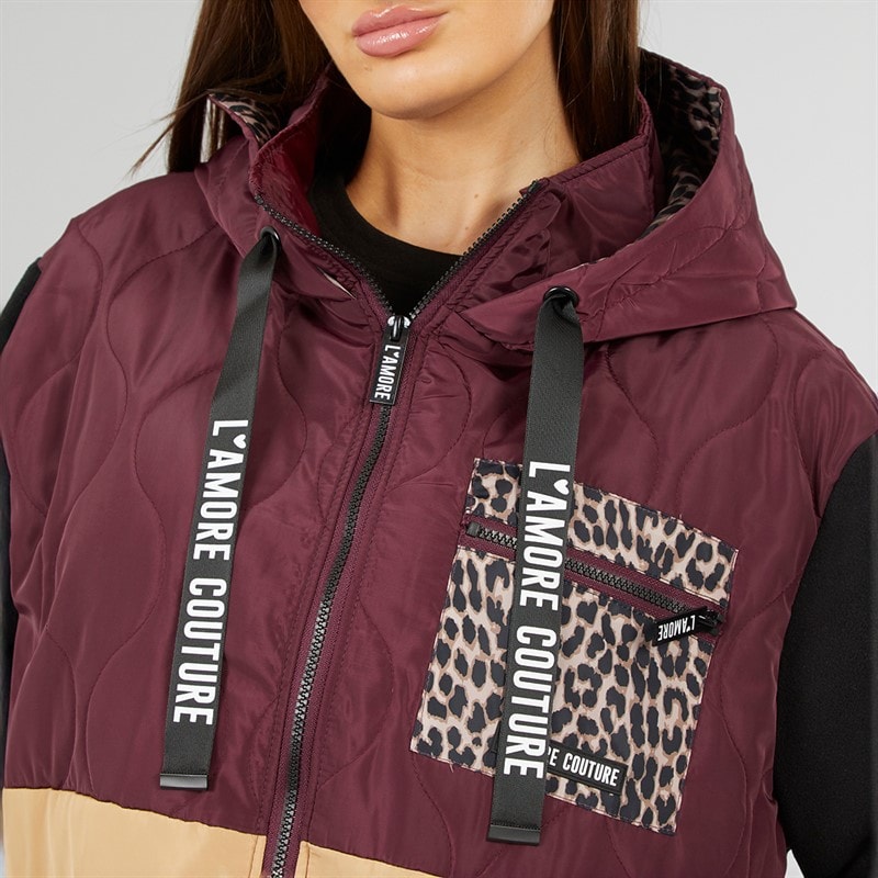 L'amore Couture Womens Thyme Fleece Mix Parka Multi - Image 5