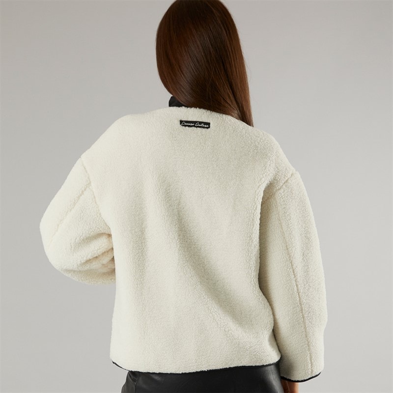 L'amore Couture Womens Waldorf Borg Fleece Jacket Cream - Image 2