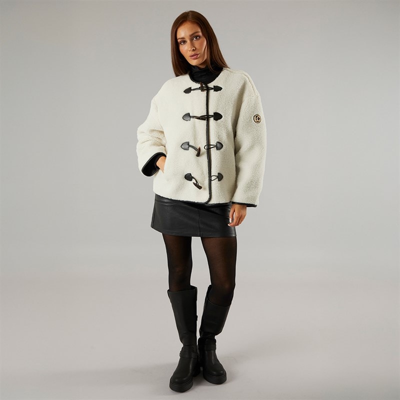 L'amore Couture Womens Waldorf Borg Fleece Jacket Cream - Image 4