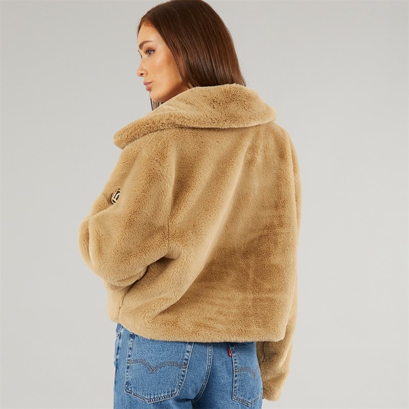 L'amore Couture Womens Atlanta Fur Coat Tan - Image 2