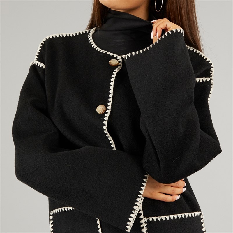 L'amore Couture Womens Miami Scarf Coat Jacket Black - Image 3