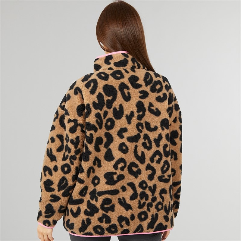 L'amore Couture Womens Avenue Borg Fleece Jacket Leopard - Image 2